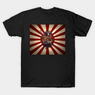 Naginita Samurai over Rising Sun Japan Flag T-Shirt